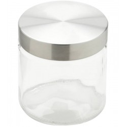 Pote 880ml De Vidro Redondo Com Tampa Aço